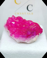 Pink dyed quartz geode