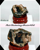 Pink Chalcedony Amethyst Manganese and Calcite Geode