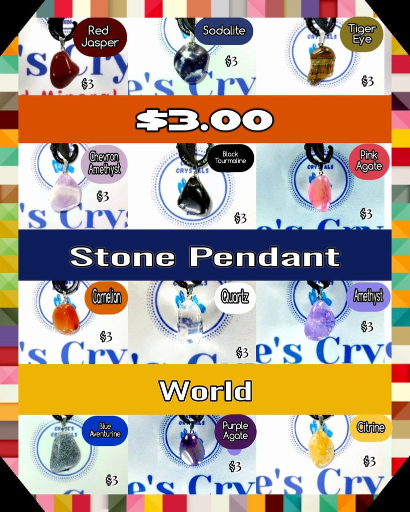 $3.00 Gemstone Pendant World