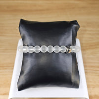 
              8mm round bead frosted clear quartz bracelet
            