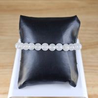 
              8mm round bead white quartz bracelet
            