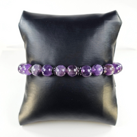 Amethyst 8mm bead and spacers stretchy bracelet