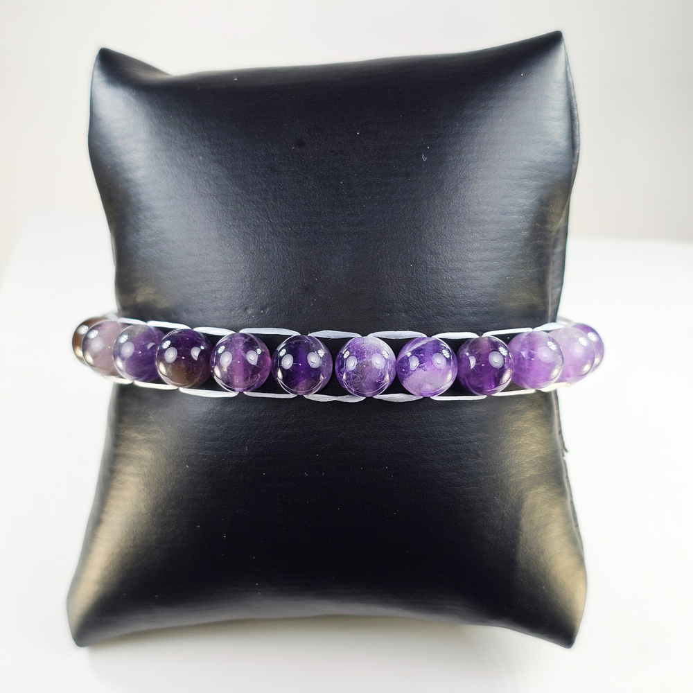 Amethyst 8mm bead soft stretchy bracelet