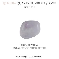 
              Lithium Quartz clusters + tumbled stones
            