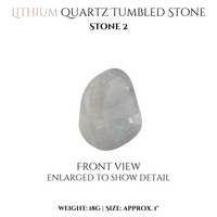 
              Lithium Quartz clusters + tumbled stones
            