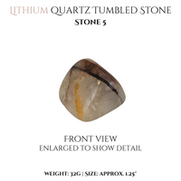 
              Lithium Quartz clusters + tumbled stones
            