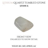 
              Lithium Quartz clusters + tumbled stones
            