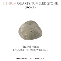 
              Lithium Quartz clusters + tumbled stones
            