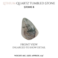 
              Lithium Quartz clusters + tumbled stones
            