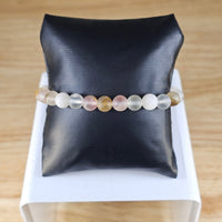 
              8mm round bead frosted cherry quartz bracelet
            