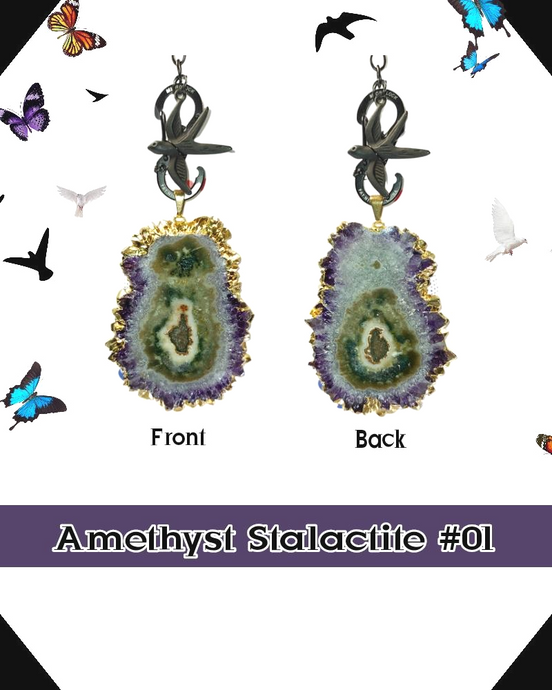 Amethyst Stalactite Pendant 24k plated