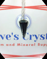 
              Black Obsidian Rounded Facet Cone Pendelum
            