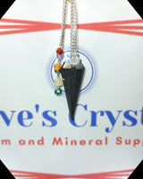 
              Black Tourmaline Rounded Top Facet Cone Chakra Bead Chain Pendelum
            