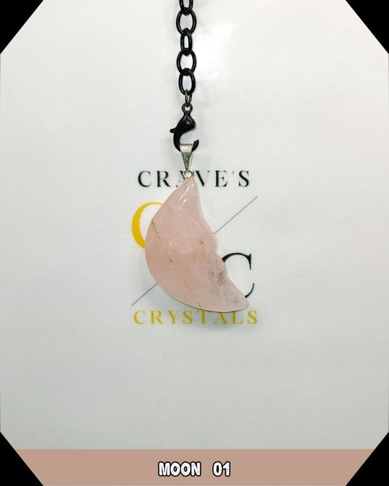 Rose Quartz Moon Pendant