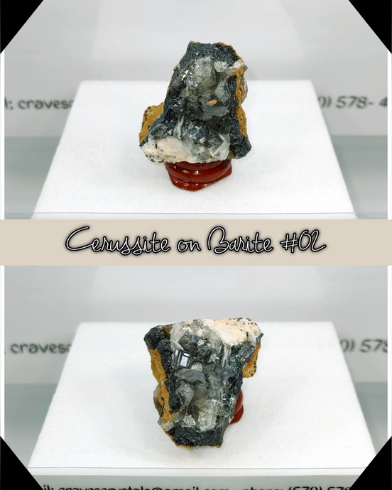 Cerussite on Barite and Magnetite