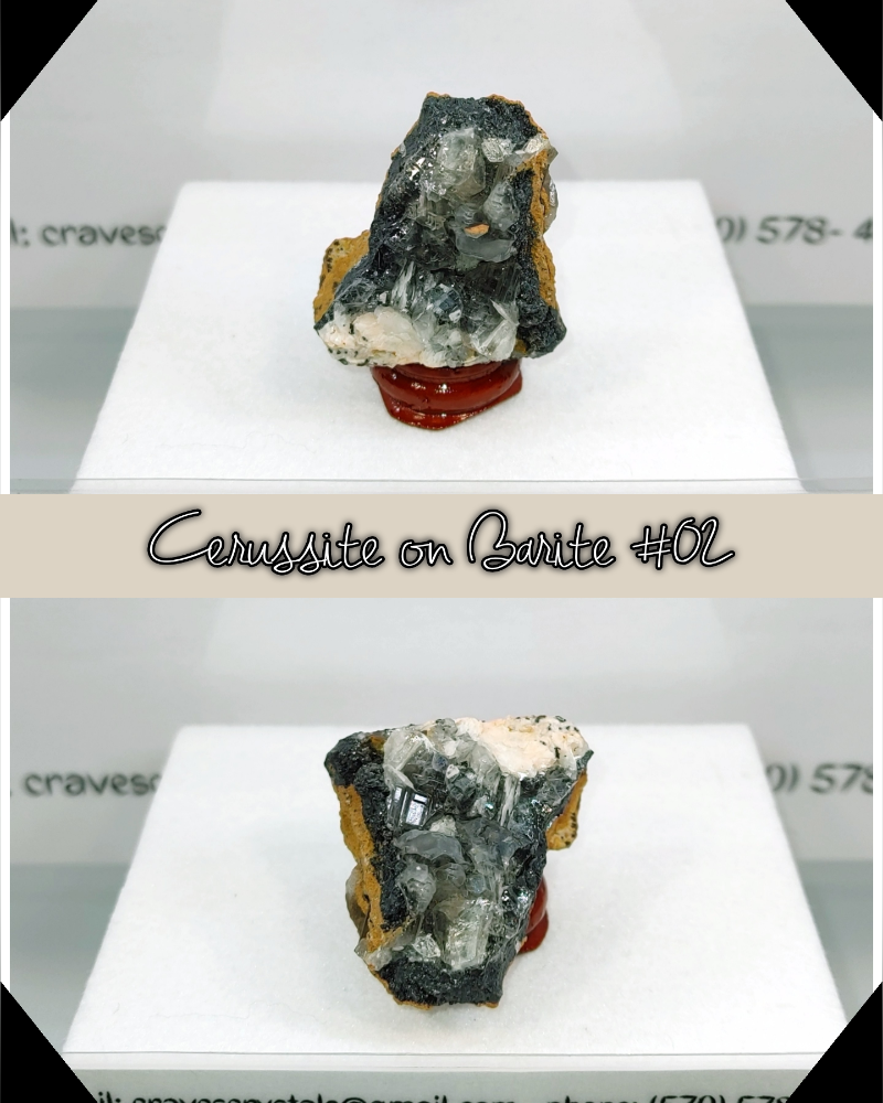 Cerussite on Barite and Magnetite